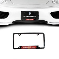 1x Mugen Black Stainless Steel License Plate Frame With Red Carbon Fiber Emblem