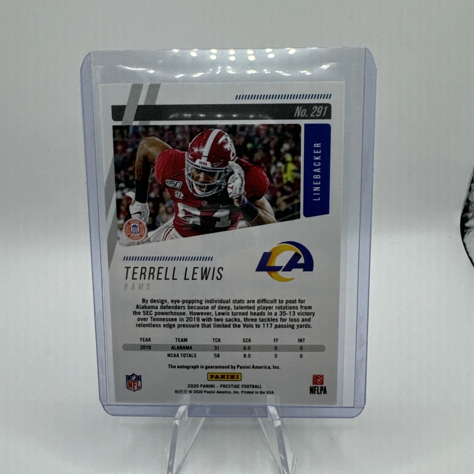 2020 Prestige TERRELL LEWIS RC Extra Points ALABAMA/ RAMS Green Autograph auto - Image 2 of 2