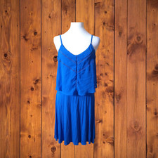 a.n.a A New Approach Women's Large Blue Spaghetti Strap Layered V-Neck Dress