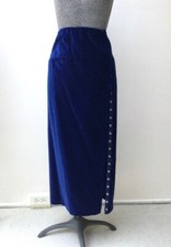 Vintage 1970s Norma Kamali Blue Velvet Snap Skirt, NWT