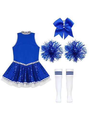 Mädchen Cheerleader Cheerleading Kostüm Schulmädchen Uniform Kleid mit Zubehör - Picture 42 of 56