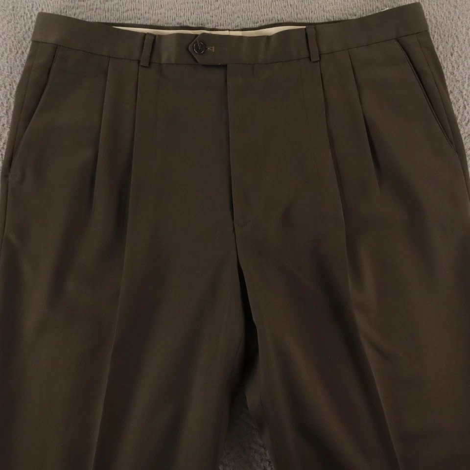 Pantalones Louis Raphael Para Hombres 40 Marrón Gris Taupe Poliéster Lana Sarga Pantalones 40x30 Foto 2 de 4