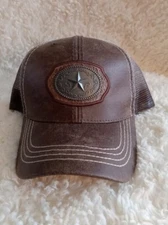 HR Hat Republic Texas Lone Star Metal Art Hat Cap Adjustable Brown Trucker Unise