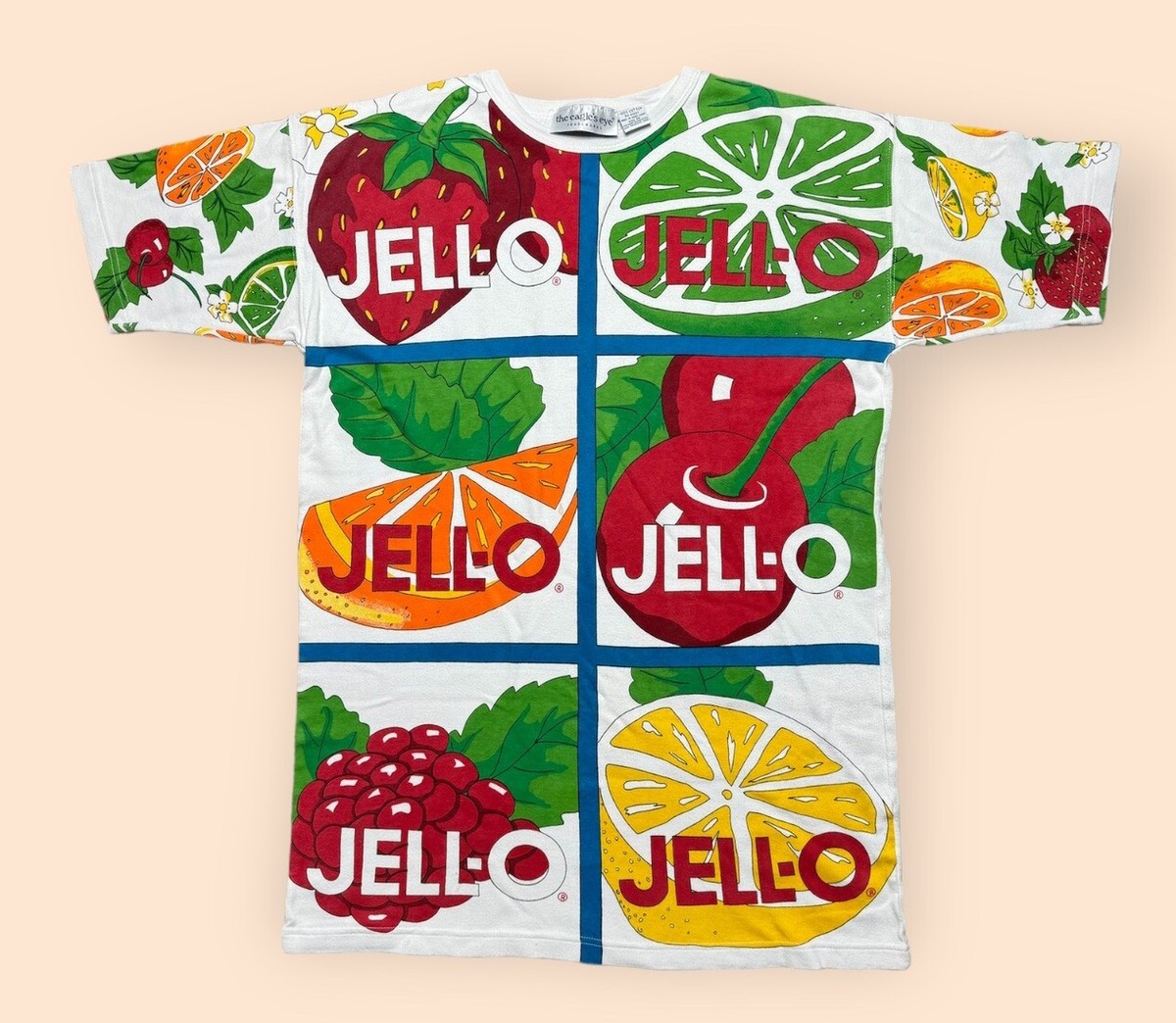 Vintage 1990s Jello T Shirt All Over Print Medium Long AOP Vtg 90s 