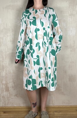 Marimekko Bryony Leikkokukka Cotton Multicolor Long Sleeve Floral Dress Size 42