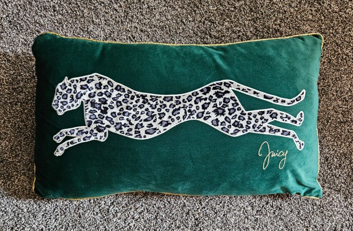 JUICY COUTURE Cheetah on Green Velvet Luxury Decorative