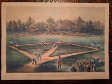 Currier & Ives The American National Game of Baseball 11"x15" REAL CANVAS Print