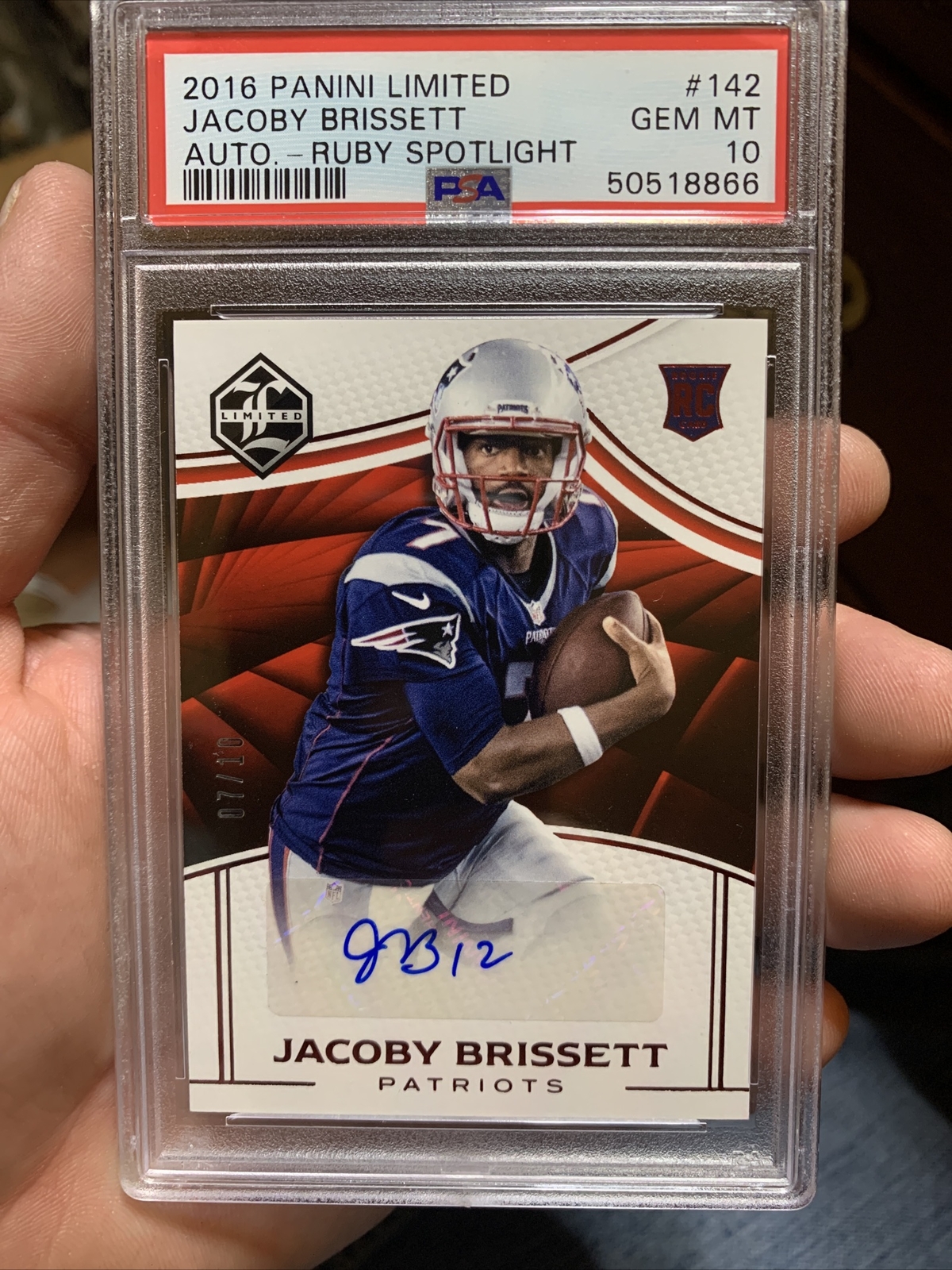 Jacoby Brissett Panini Limited #142 Autograph-Ruby Spotlight