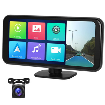 Portable Car Player Carplay Android Auto ADAS DVR 4K Dash Cam W/AHD Rear Camera