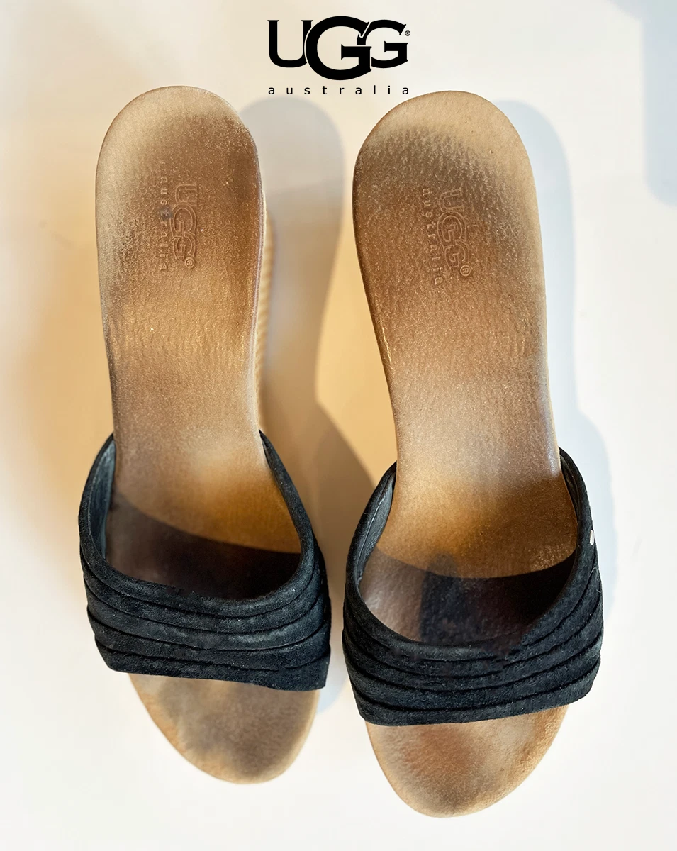 Sandali con zeppa UGG Australia Alvina neri scamosciati taglia 10 pre loved solo 79€!