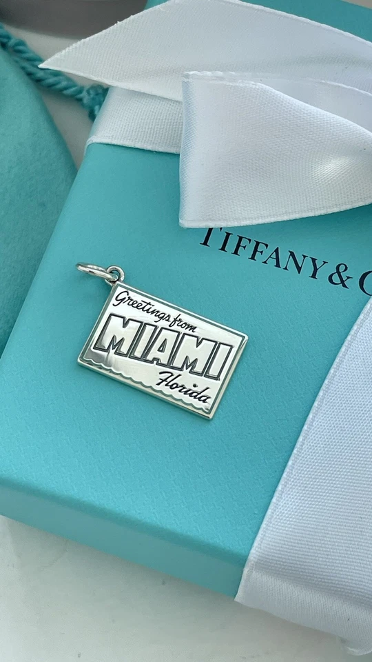 Tiffany Miami Postcard Charm in Sterling Silver NEW with box - Image 2 of 4