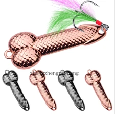 5Pcs Spoon Fishing Lures Lot Metal Dick Penis Shape Bait Crankbait Hook 3-36g
