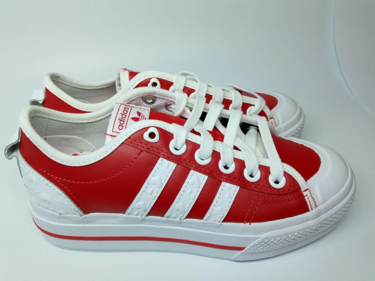 adidas gazelle silver green womens adidas Originals Nizza Trefoil W Crystal White / Red / Cloud White   Heppo.com