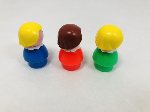 Fisher Price Little People Lot Of 3 Girls Green, Orange, Blue Body Blonde Brown - Picture 4 of 11