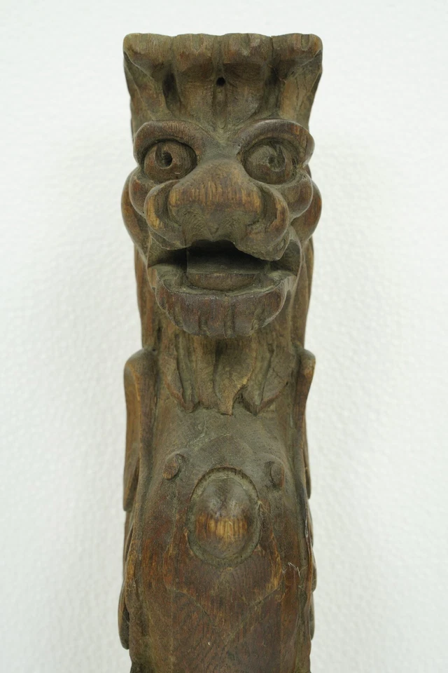 Pair of Chestnut Wood Griffins Furniture Carvings - Image 4 of 4