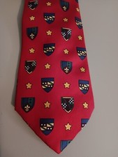 NECKTIE TOMMY HILFIGER Red Logo Crest Flags 100 Silk Tie