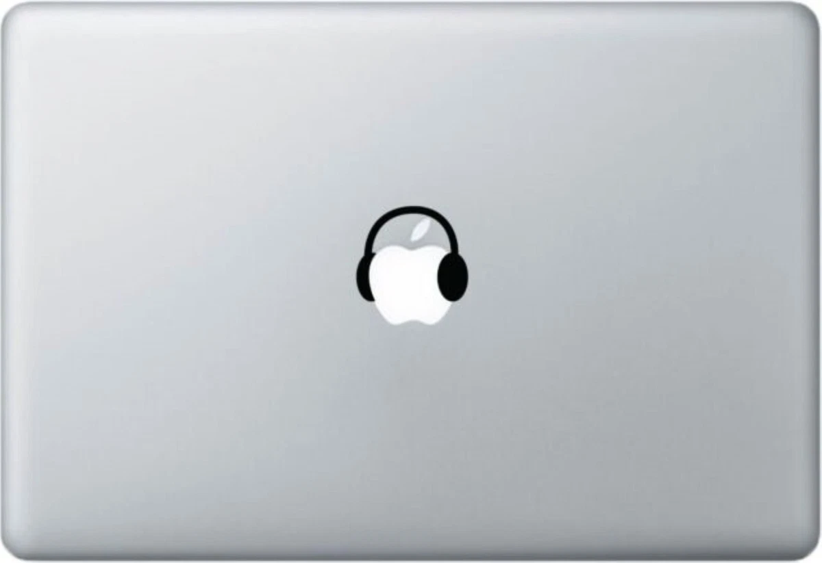 Headphones Mac Apple Logo Laptop Vinyl Decal Sticker Macbook
