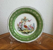 Antique MC circa 1950s Germany Dresden porcelain paradise birds plate 11"