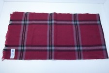 Vintage Scarf 100 Virgin Wool Brick Red Black Plaid 12" x 50" WPL6271
