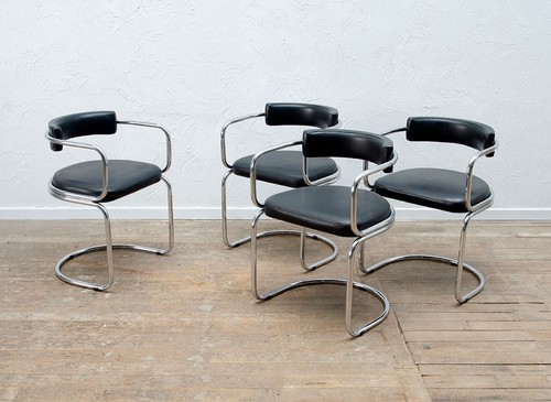 A MID CENTURY GLASS AND CHROME DINING TABLE AND 4 CHAIRS 1970S DELIVERY OPTION - Picture 14 of 22