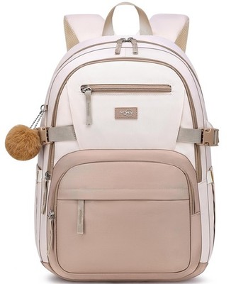 MOMUVO School Backpack for Girls,17.3 Inch Bookbag for Kids School Bag,Beige ...