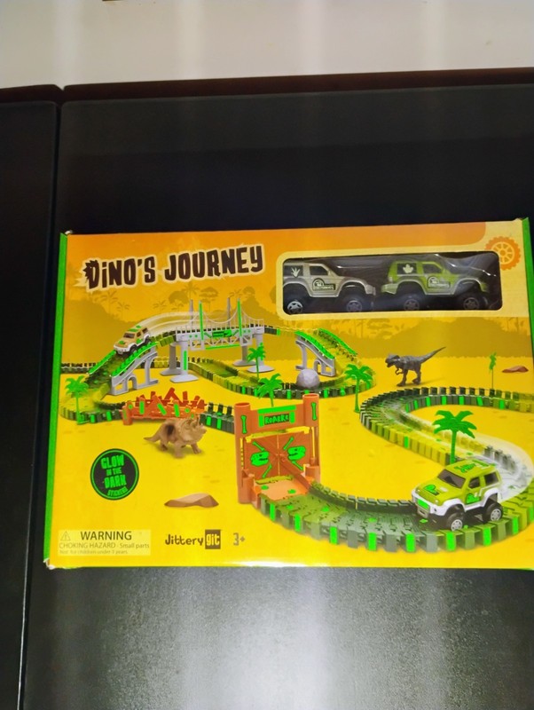 Jittery Git Dino's Journey Glow in the Dark Dino Race Track Play Set 2 SUVs