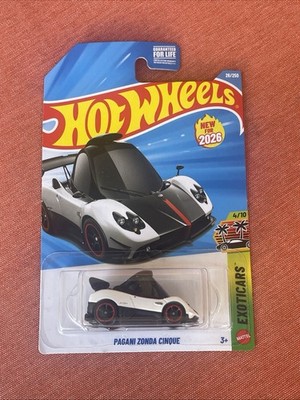 2026 Hot Wheels White Toon'd Pagani Zonda Cinque 26/250 Exoticars