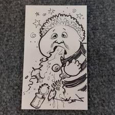 Jason Edmiston 1/1 Sketch Garbage Pail Kids Art Pen and pencil signed Index card