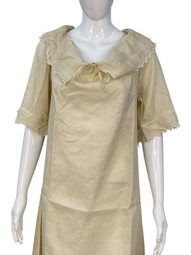 Doen Femmes Crème Ramie Ruche Brodé Différencié Évasé Midi Robe Taille M - Photo 5 sur 16