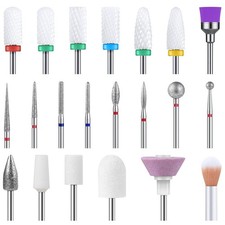 MelodySusie 21pcs Nail Drill Bit Set, Professional 3/32'' Ceramic Diamond Carbid