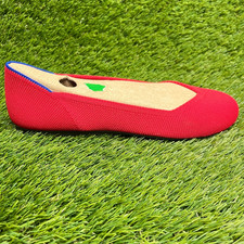 Rothy's The Flat Womens Size 6 Bright Red Casual Knit Slip On Ballet Flats Shoes