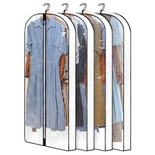 4 Pack - Dress Bags for Gowns Long W/ 4" Gussetes, 60'' 60 inch White  Clear