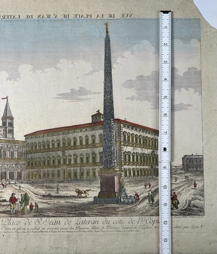 Antique St. John Lateran Rome 18th C Friedrich Leizelt Hand Colored Engraving - Picture 17 of 20
