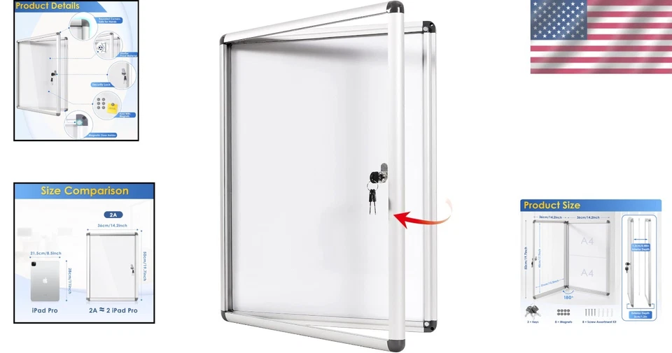 SWANCROWN Lockable Bulletin Board 20x14in - Image 2 of 4