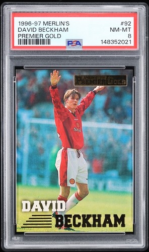Look Nicer! David Beckham 1996-97 Merlin Premier Gold #92 PSA 8 Rookie ManUtd.
