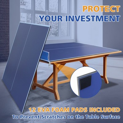 8ft Blue Foldable Ping Pong Conversion Top Portable Indoor Table Tennis