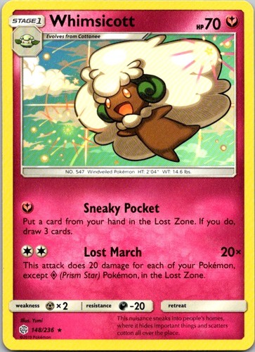 Whimsicott 148/236 Cosmic Eclipse Rare Yumi Pokemon LP