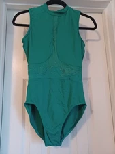 New Bloch Size LA Kelly Green Leotard with Stitching Detail