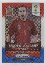 2014 Prizm World Cup Stars Red White & Blue Power Plaid Andres Iniesta #30 0s3