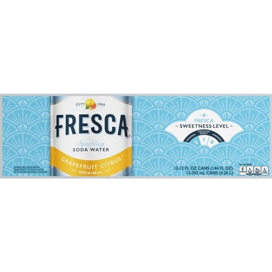 Fresca Sparkling Citrus Soda 12 Pack 12oz Zero Sugar Grapefruit