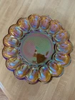 Vintage Carnival Glass Iridescent Deviled Egg Plate