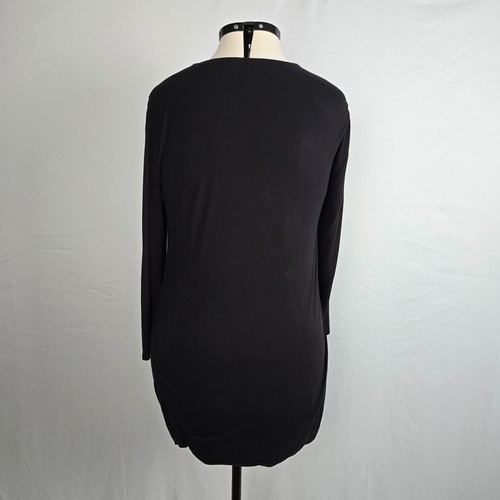 H&M Long Sleeve Bodycon Dress Women's XL Black Stretch Gathered - Picture 2 of 15