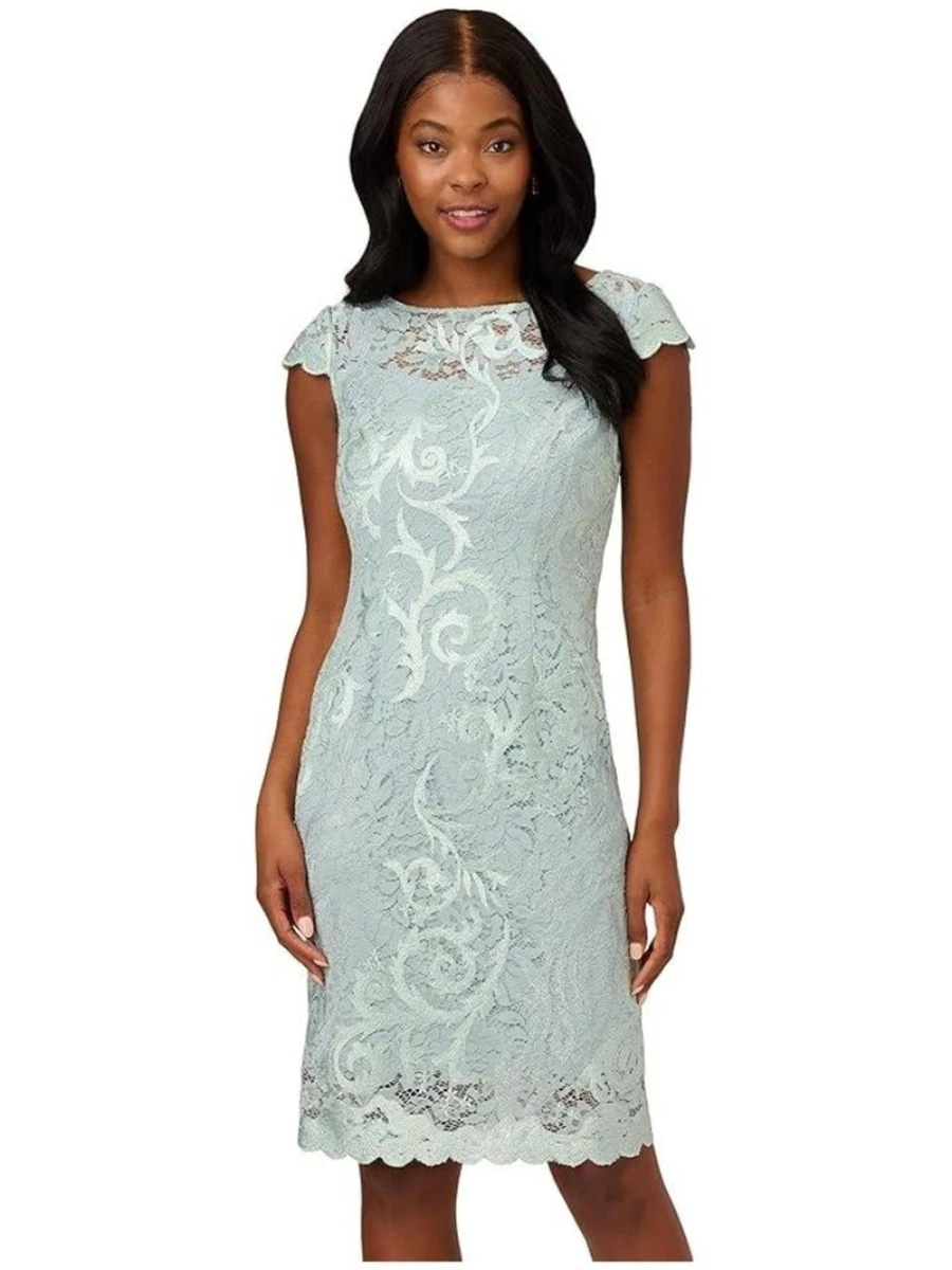 slim fit dress slacks Lace Short Long Sleeve Dress by Adrianna Papell 45009 – ABC Fashion