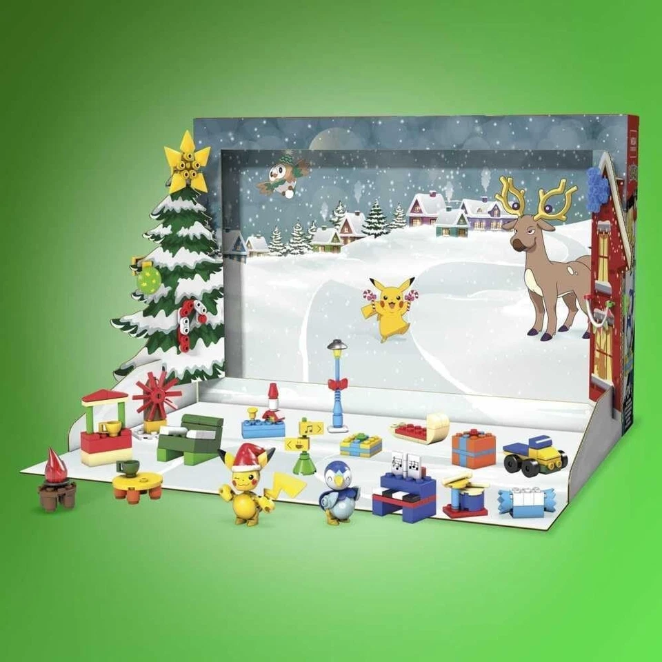 MEGA Pokemon Holiday Calendar Building Toys Set Pikachu Piplup 202 Pieces GYG99 - Image 3 of 4