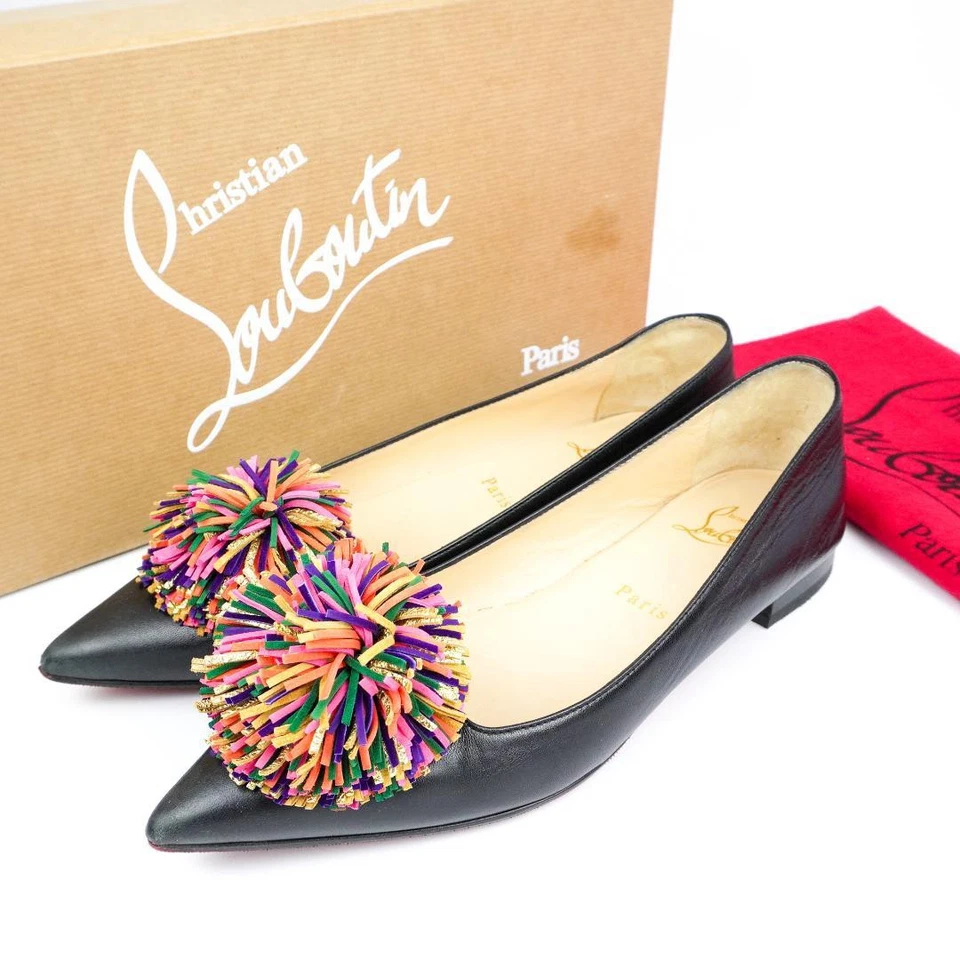 Zapatos planos Christian Louboutin para mujer talla 37 cuero negro punta puntiaguda Foto 3 de 4