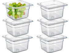 6 Pack NSF Food Pans 1/6 Size 4 Inch Deep Commercial Food Storage Containers P