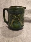 Vintage Brushed McCoy Green Avenue Of Trees Ceramic Pitcher 7" Tall