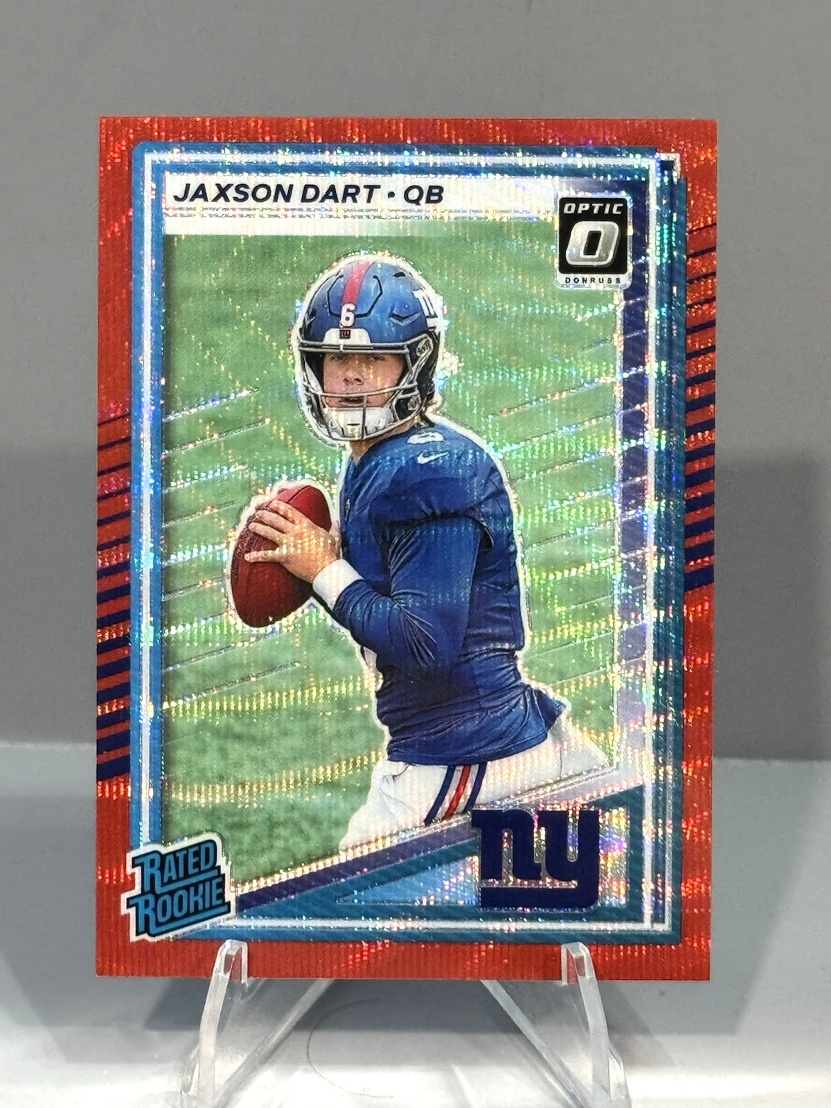 2025 Panini Donruss Jaxson Dart Rated Rookie Optic Preview Red Wave #400 GIANTS