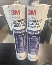 LOT OF 2 ~ BRAND NEW 3M Marine Adhesive Sealant 4000 UV 14316 Black 10 oz Tubes