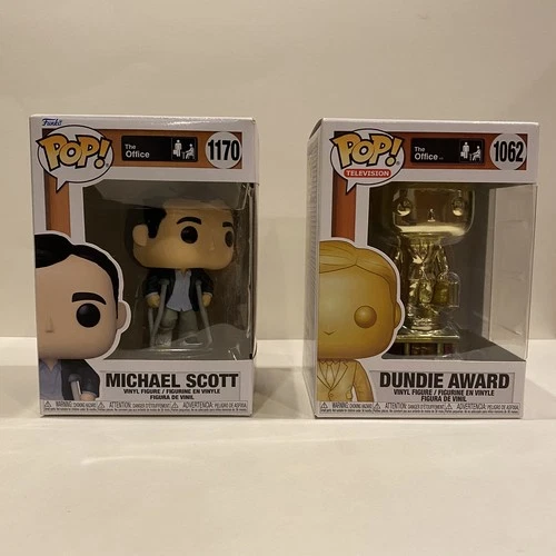 Funko Pop! Michael Scott w Crutches #1170, The Office Dundie Award Figure #1062